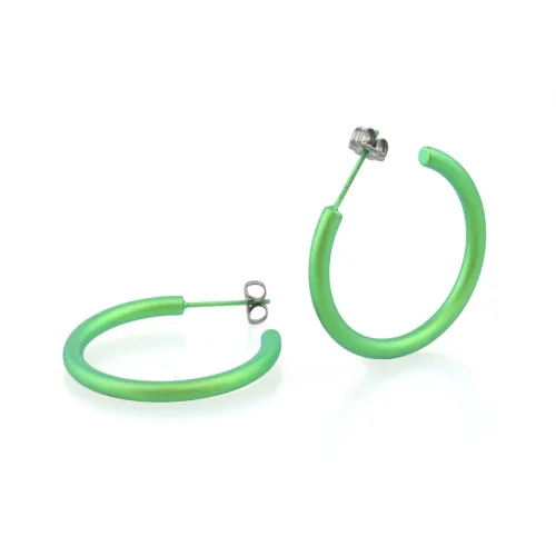 Medium Round Green Hoop Earrings